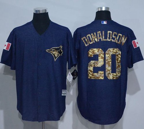 Blue Jays #20 Josh Donaldson Denim Blue Salute to Service Stitched MLB Jersey - Click Image to Close